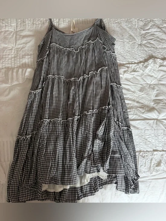 Z Supply Black & White Gingham Tiered Spaghetti-Strap Dress - Picture 4 of 4